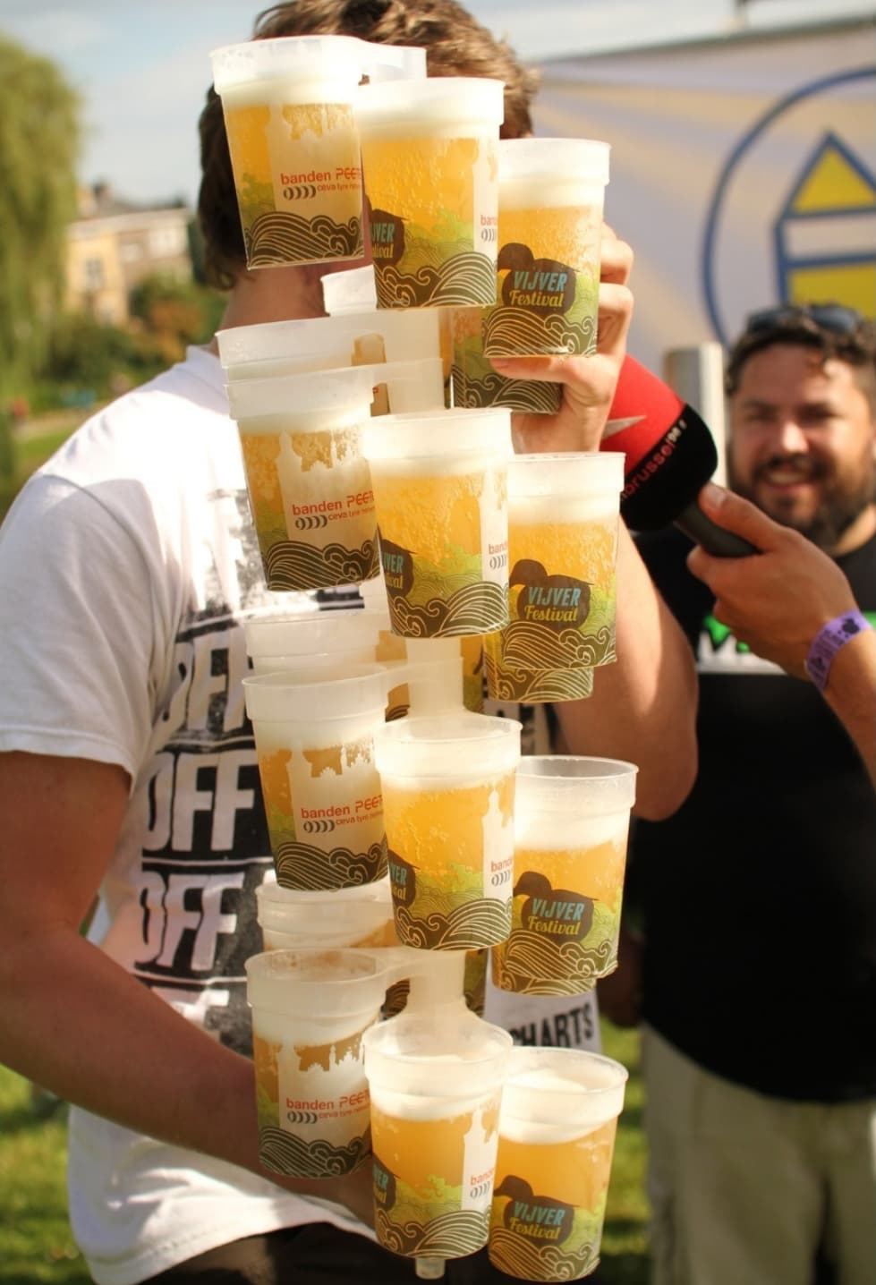 Custom printed festival cups on production line